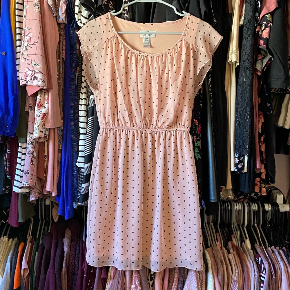 Pink/black polka dot dress